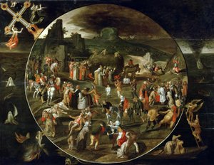 Der Heuwagen, Allegorie der Eitelkeit der Welt von Gillis (workshop of) Mostaert