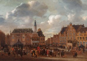 Die Verkündung des Friedensvertrags von Münster 1648 vom Balkon des Rathauses von Haarlem