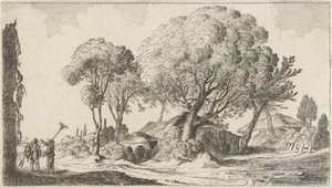 Bauernhöfe zwischen Bäumen (Zwölf Landschaften) von Gillis van Scheyndel (I)