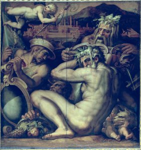 Allegorie der Städte Sansepolcro und Anghiari von der Decke des Salone dei Cinquecento