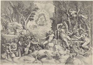Cephalus und die Waldgötter betrauern den Tod von Procris von Giorgio Ghisi