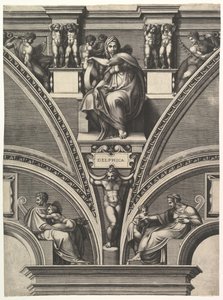 Die delphische Sibylle, aus der Serie der Propheten und Sibyllen in der Sixtinischen Kapelle, 1570-75 von Giorgio Ghisi