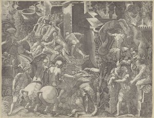 Der Fall von Troja und die Flucht des Aeneas von Giorgio Ghisi