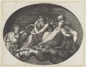 Venus, zwei Göttinnen und zwei Putti von Giorgio Ghisi