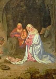 Anbetung der Hirten, Detail der Heiligen Familie, ca. 1510 (Detail) von Giorgio Giorgione