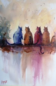 Vier bunte Katzen von Giorgio Gosti