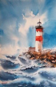 Leuchtturm auf stürmischer See von Giorgio Gosti