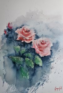Rosa Aquarellrosen von Giorgio Gosti