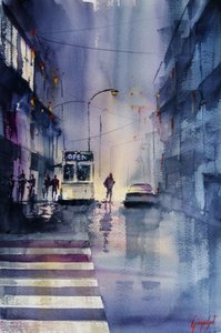 Regnerische Stadt Nacht von Giorgio Gosti