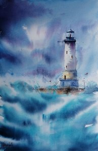 Stürmischer Leuchtturm Wellen von Giorgio Gosti