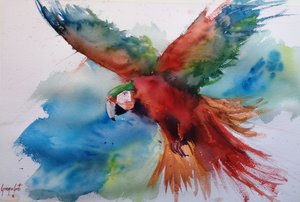 Lebhafter Ara im Flug von Giorgio Gosti