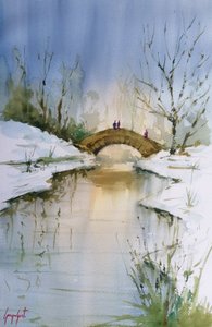 Winterbrücke Spiegelung von Giorgio Gosti