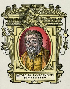 Porträt von Jacopo Carrucci genannt il Pontormo, italienischer Maler. Gravur aus dem Werk Leben der ausgezeichnetsten Maler, Bildhauer und Architekten von Giorgio Vasari