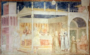 Italien, Florenz, Basilika Santa Croce, Peruzzi-Kapelle, Fest des Herodes (Detail) von Giotto (c.1266 1337)