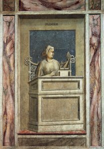 Klugheit, weibliche Figur am Schreibtisch, nach der Restaurierung von Giotto (c.1266 1337)