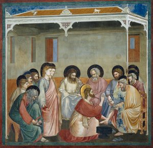 Fußwaschung, Detail aus Leben und Passion Christi, von Giotto von Giotto (c.1266 1337)