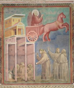 St. Franziskus erscheint seinen Gefährten in einem Feuerwagen, 1296-97