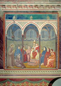 St. Franziskus predigt eine Predigt an Papst Honorius III, 1297-99