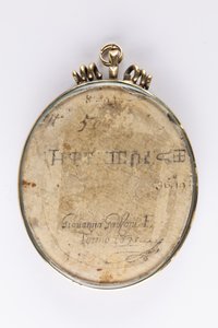 Rückseite des Porträts von Zaga Christ von Giovanna Garzoni
