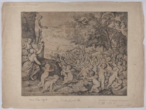 Putti vor einer Statue der Venus, nach Tizian von Giovanni Andrea Podesta