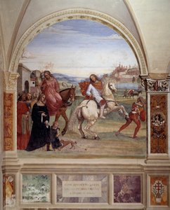 Wie Benedikt das Haus seines Vaters verließ und nach Rom ging, um zu studieren (Detail) von Giovanni Antonio Bazzi Sodoma