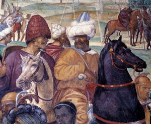 Wie Benedikt die Zerstörung von Monte Cassino vorhersagt (Detail) von Giovanni Antonio Bazzi Sodoma