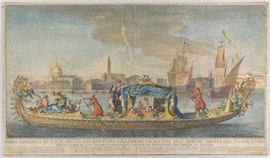 Die hochverzierte erste Gondel des Botschafters Giovanni Battista Colloreado