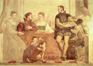 Das Bankett, Detail der Figuren am Tisch von Giovanni Antonio Fasolo