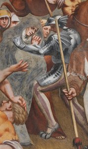 Zentrales Kirchenschiff, erster südlicher Spann, Christus ans Kreuz genagelt, Der Pordenone von Giovanni Antonio Pordenone