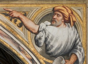 Zentrales Schiff, Feder zweiter Spann Süd, IL Pordenone 1520, Büste mit Prophet von Giovanni Antonio Pordenone