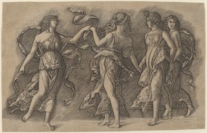 Vier tanzende Musen von Giovanni Antonio da Brescia, after Andrea Mantegna
