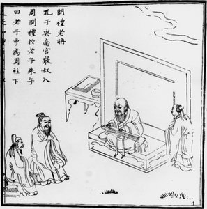 Lao Tzu trifft Konfuzius. Chinesische Gravur. von Phillipe de Marlier