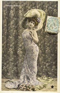 Postkarte: Porträt von Carmen Gilbert, Varietékünstlerin von Phillipe de Marlier