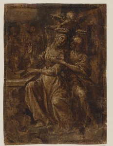 Die Heiligen Cäcilia und Valerianus an der Orgel