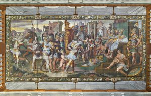 Odysseus und Ajax wetteifern um die Rüstung des Achilles vor den Gerichten, Odysseus-Halle