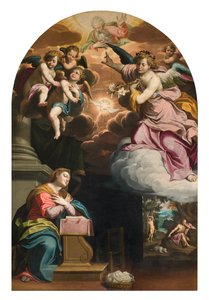 Südquerhaus, Altar der Verkündigung, Altarbild von Giovanni Battista Trotti genannt Il Malosso 1594