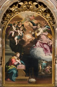Südquerhaus, Altar der Verkündigung, Altarbild von Giovanni Battista Trotti, bekannt als Il Malosso 1594 von Giovanni Battista Trotti