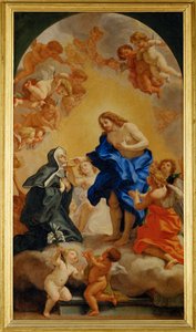 Eine selige Äbtissin empfängt die Kommunion aus den Händen Christi