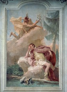 Merkur erscheint Aeneas im Traum und befiehlt ihm, nach Karthago zu gehen