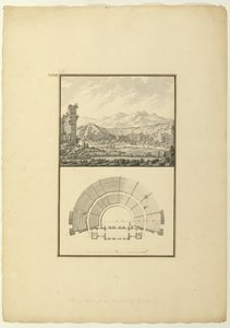 Ansicht und Plan des Theaters von Hierapolis (heute Pamukkale), ca. 1750 von Giovanni Battista Borra
