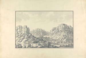 Ansicht von Hügelstädten oder Ruinen in der Nähe von Damaskus