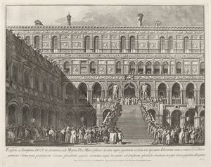 Der Doge wird auf der Scala dei Giganti des Dogenpalastes gekrönt, 1763-1766