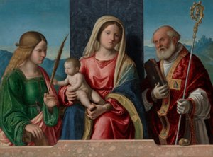 Jungfrau und Kind mit den Heiligen Katharina und Nikolaus