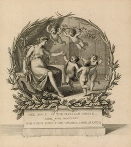 Eintrittskarte zum Ball im Mansion House, London, 17. April 1775 von Giovanni Battista Cipriani