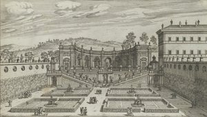 Andere Ansicht in Perspektive des Theaters und Gartens von Mondragone in Frascati, 1691 oder später