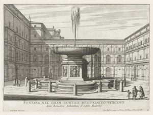 Brunnen im Cortile del Belvedere im Vatikan (Serie) von Giovanni Battista Falda