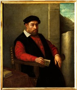 Vermutetes Porträt von Francois Rabelais (1494-1553), französischer Schriftsteller und Arzt. Gemälde von Giovanni Battista Moroni (1525-1578)