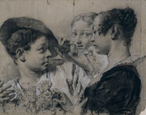 Eine junge Frau kauft eine Nelke von einem jungen Mann, ca. 1740 von Giovanni Battista Piazzetta