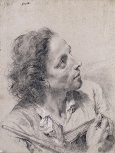 Ein Astronom, der ein Buch und ein Teleskop hält und nach rechts blickt von Giovanni Battista Piazzetta