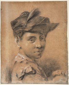 Kopf eines jungen Mannes mit Hut, vor 1735 von Giovanni Battista Piazzetta